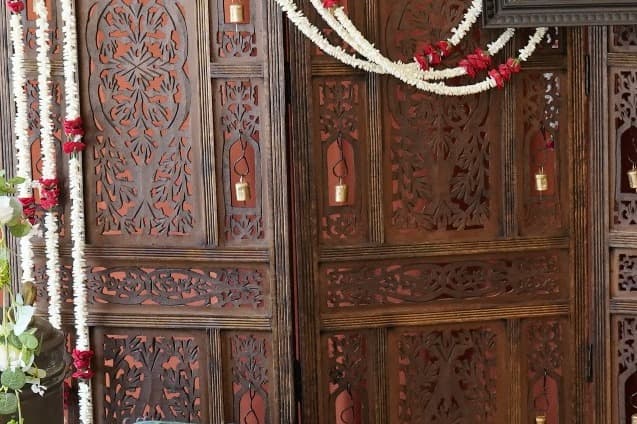 Detail of hand-carved wooden screen panels